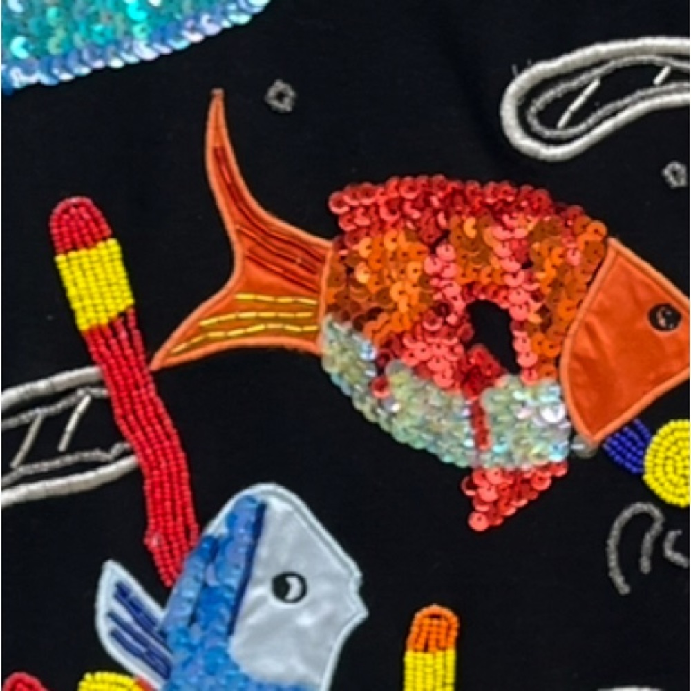 Colorful Fish Design Black T-Shirt - Picture 3 of 6